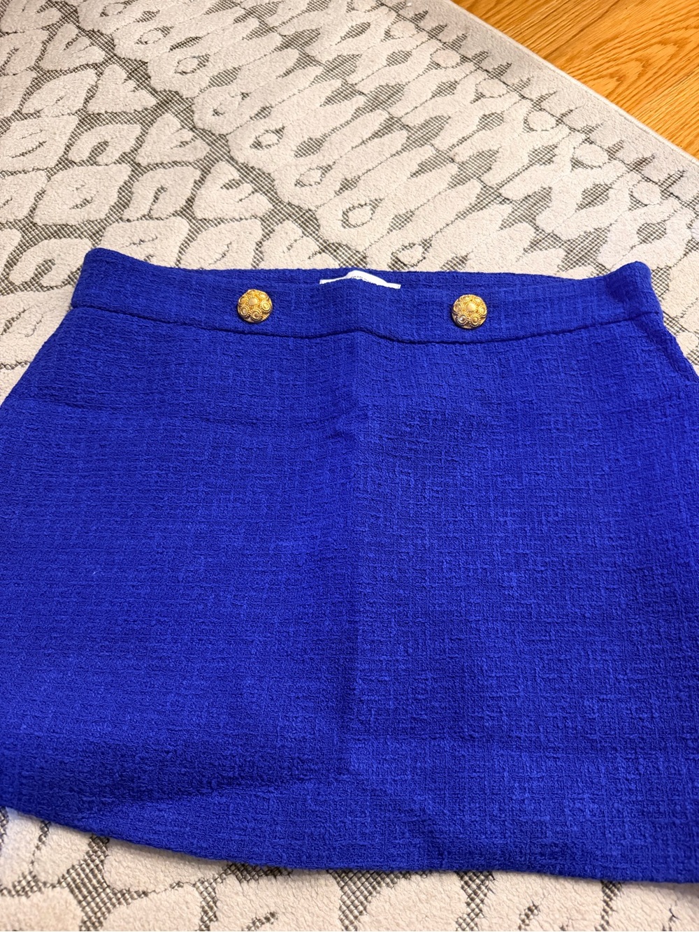 Zara Royal Blue Mini Skirt with Gold Buttons